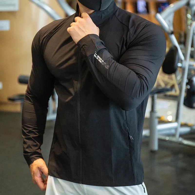 Uomo Seta di ghiaccio Escursionismo ad asciugatura rapida Basket Giacche da corsa Sottile impermeabile Fitness Palestra Cappotti sportivi all'aria aperta Pelle Giacca a vento maschile