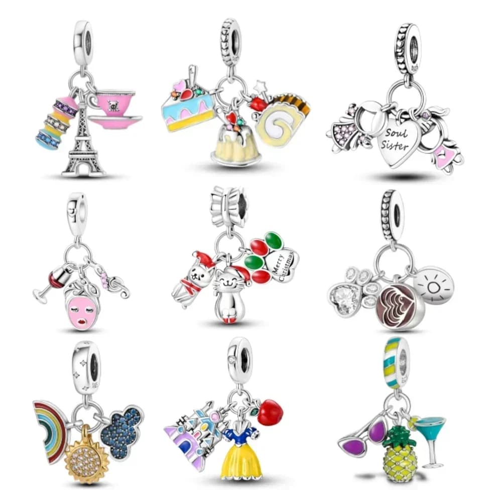 Fashion 925 Sterling Silver Rainbow Castle Beads Pendant Original Bracelet DIY Charms Jewelry Women Beaded Gift