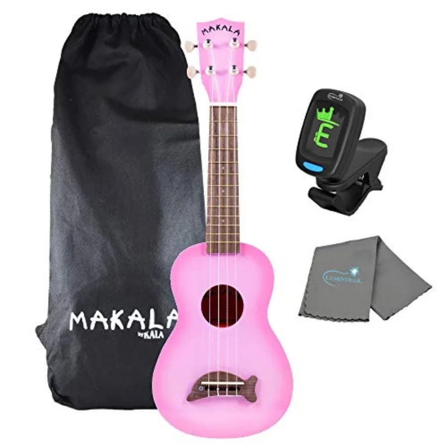 Ukulele Soprano Ma Pink Burst Dolphin - Bundle MK-SD/PKBURST con Accordatore e Panno per Lucidatura