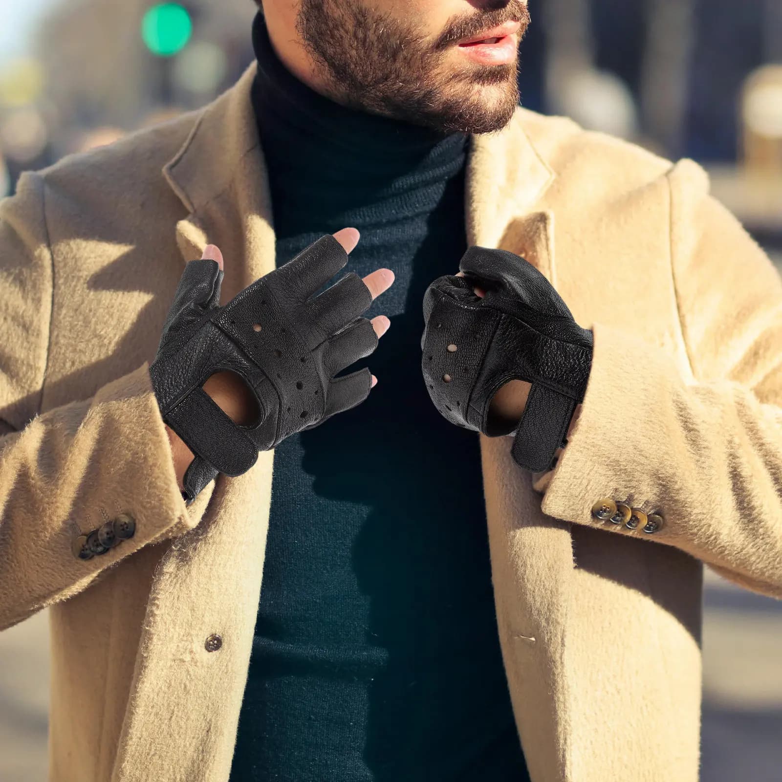 Black Cycling Gloves for Men, Gloves for Motorcycle, Training, Bikes, Open Sports, Gym and Fitness