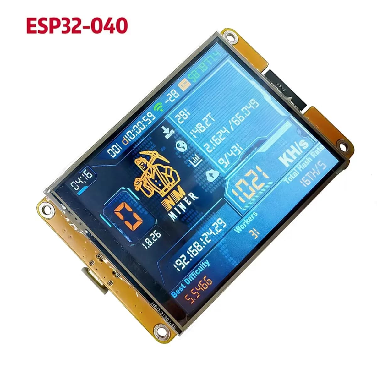 [VALUE PACK] + Hashrate Miner 4inch Smart Display Crypto Solo Lottery 1060KH/S Bitcoin -032 Board