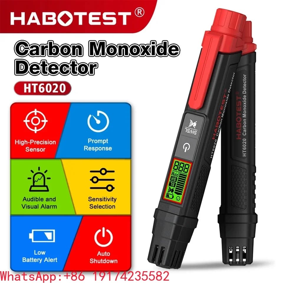 HT6020 0-1000PPM High Accuracy Carbon Monoxide Detector Portable Response Beeper Display Alarm
