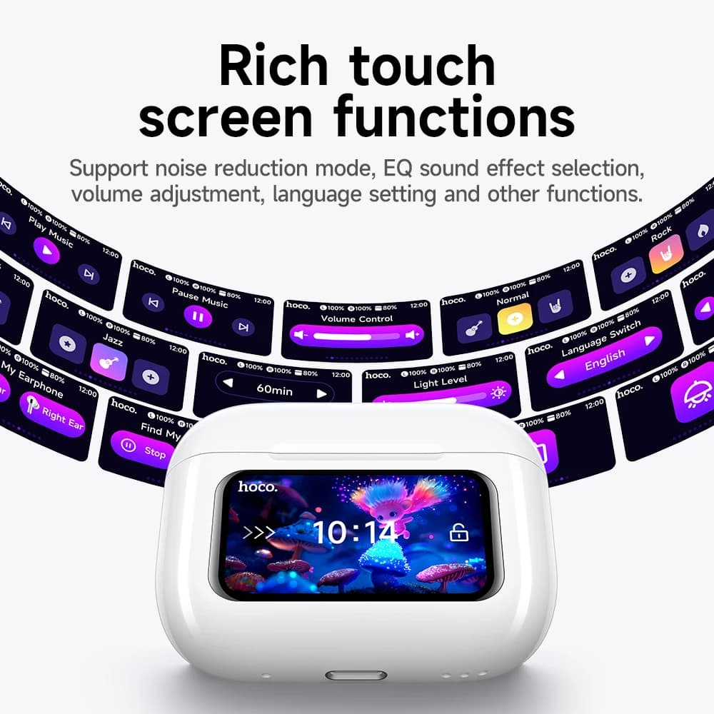 HOCO EW72 Lite Auricolari Bluetooth Wireless con Touch Screen, Display LED di Carica, Cuffie In-Ear per Sport e Giochi con Custodia di Ricarica, Bianco