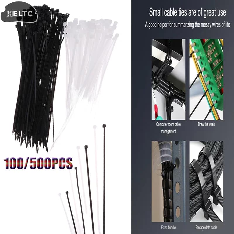 100/500 pezzi fascette per cavi in nylon autobloccanti cinghie per cavi regolabili in nylon di plastica anello di fissaggio fascetta per cavi per ufficio a casa