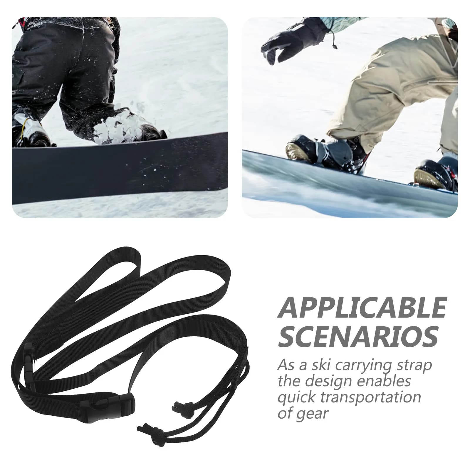 2 Pezzi Guinzaglio per Snowboard Regolabile, Cinghie di Fissaggio per Snowboard, Attrezzatura Sportiva Invernale, Guinzaglio di Sicurezza, Accessori per Sci all'Aperto