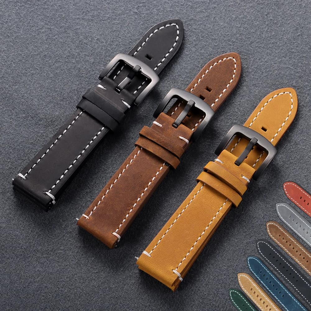 Cinturino in pelle di vitello vintage cinturino morbido cinturino a sgancio rapido 18mm 19mm 20mm 21mm 22mm 24mm donna uomo cinturino in pelle di vacchetta SmartWatch