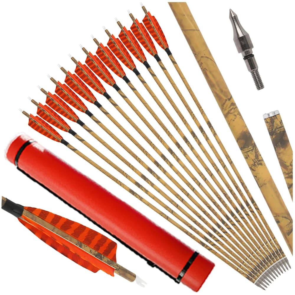 Frecce in Carbonio Misto con Piume di Tacchino 30'' 500 Spine 100 Grani per Archi Compound/Recurve, Caccia e Tiro con l'Arco, 12/24 Pezzi
