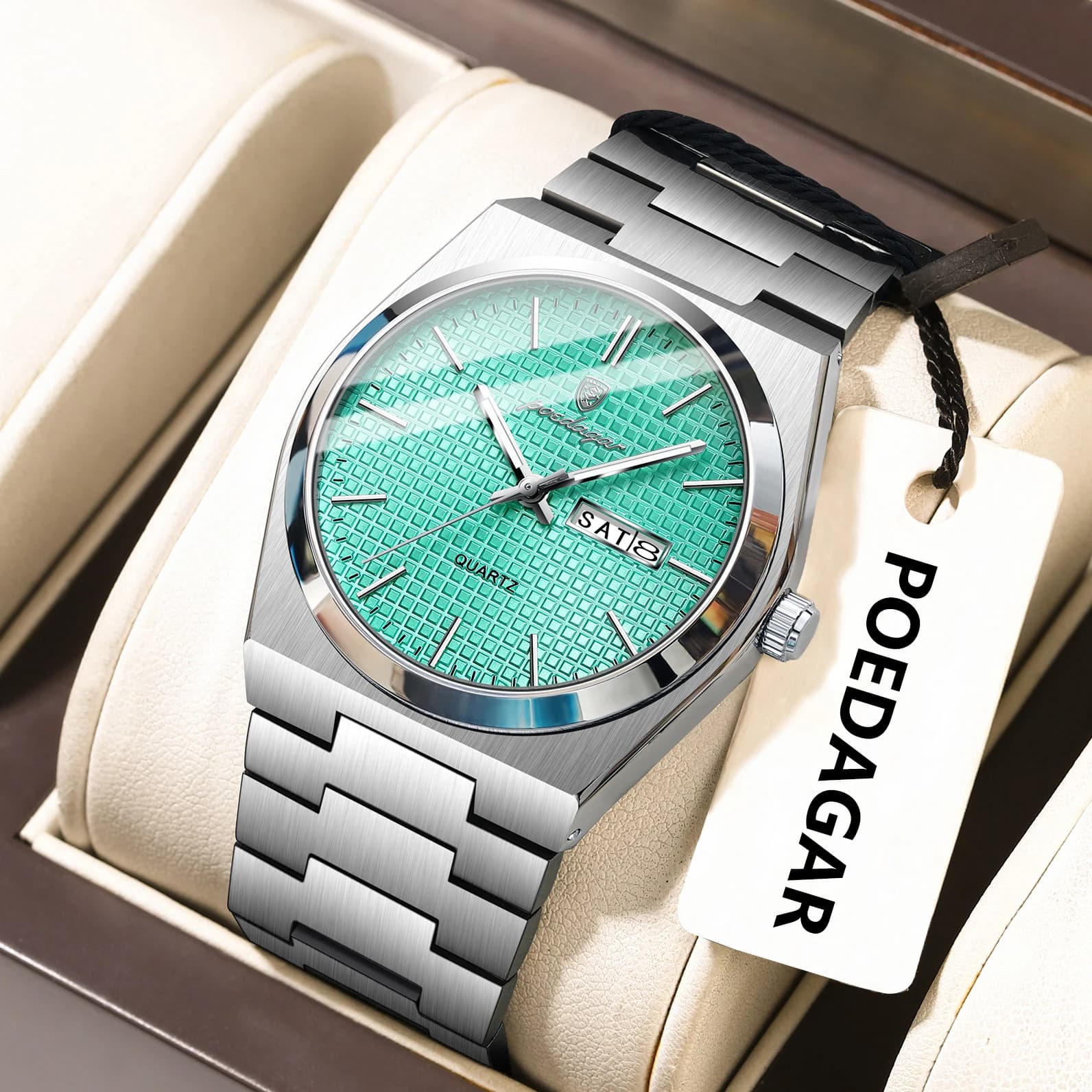 POEDAGAR Luxury Stainless Steel Fashion Men's Watch Waterproof Luminous Quartz Watches Men's Casual Date Week Men's Watch
