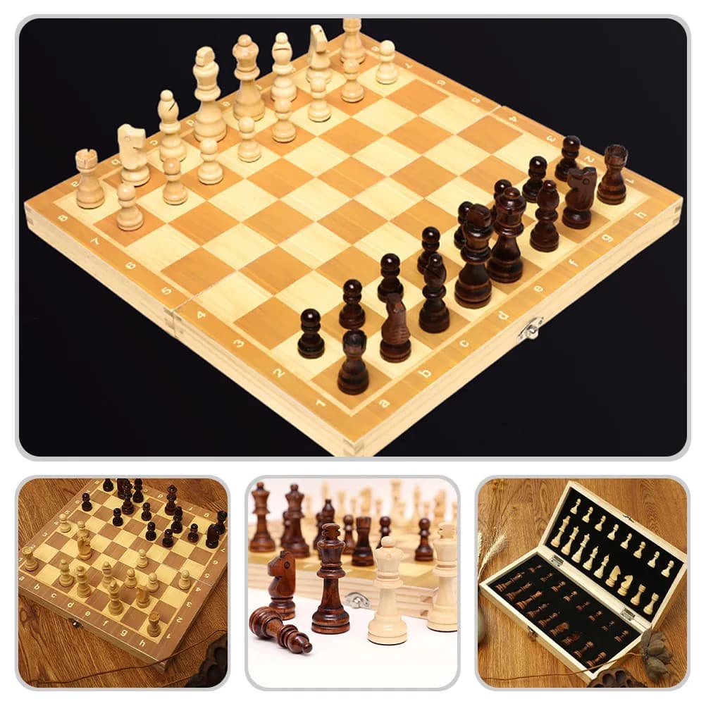 Set di Scacchi Internazionali Premium in Legno, Scacchiera Magnetica Pieghevole per Uso Interno ed Esterno, Gioco Educativo per l'Allenamento degli Scacchi