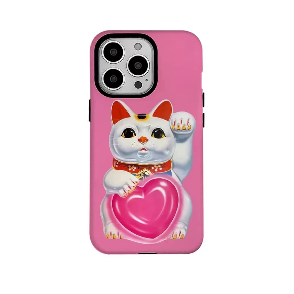 Ins Korean Pink Money Cat Cartoon Case for IPHONE 16ProMax 15 14 13 12 11 PRO Plus X Acrylic TPU Two in One Magnetic Phone Cases