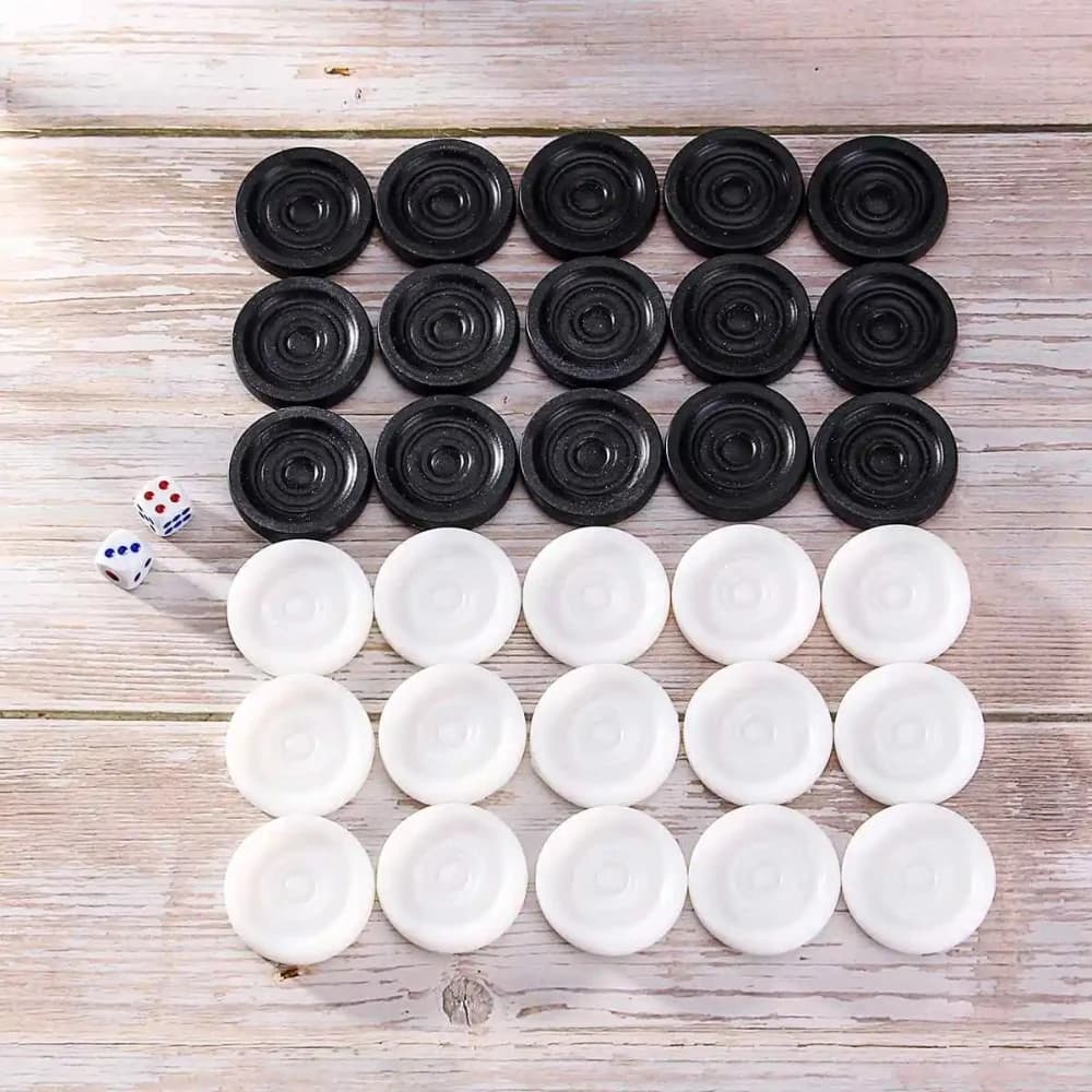 32 PCS Backgammon Chess Piece add 2 dices Learning Plastic Chess Pieces Draughts Board Game Chess Pieces Draughts&Checkers