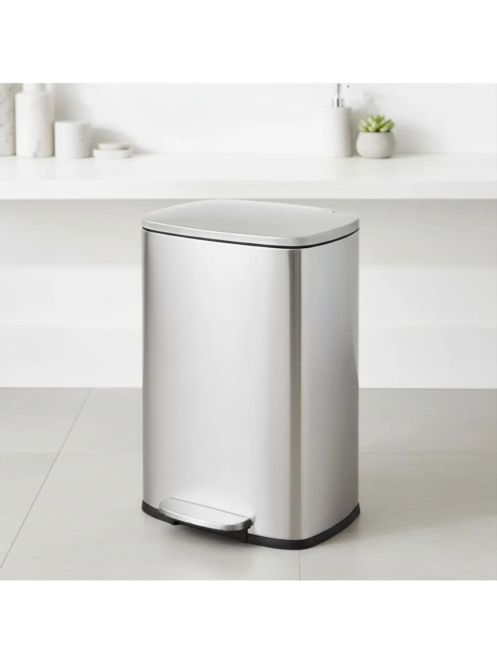 Pattumiera da cucina in acciaio inossidabile da 13 galloni con pedale, coperchio rimovibile e secchio interno per bidone di riciclaggio per ufficio domestico