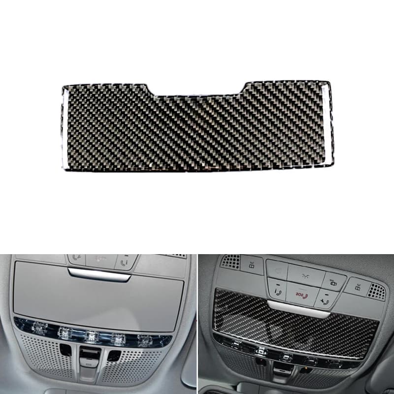 Per Mercedes Benz Classe C W205 C180 C200 C300 GLC260, rivestimento adesivo in fibra di carbonio per pannello luce di lettura anteriore e copertura vano occhiali