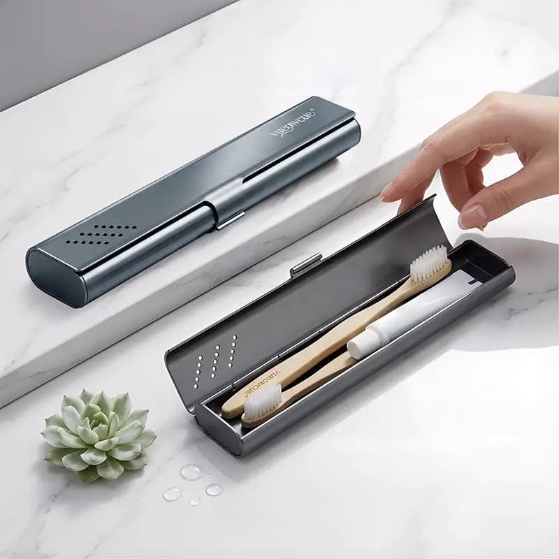 【LM】Empty Aluminum Toothbrush Travel Case, Portable Travel Toothbrush Holder, Durable Manual Tooth Brush Box Container