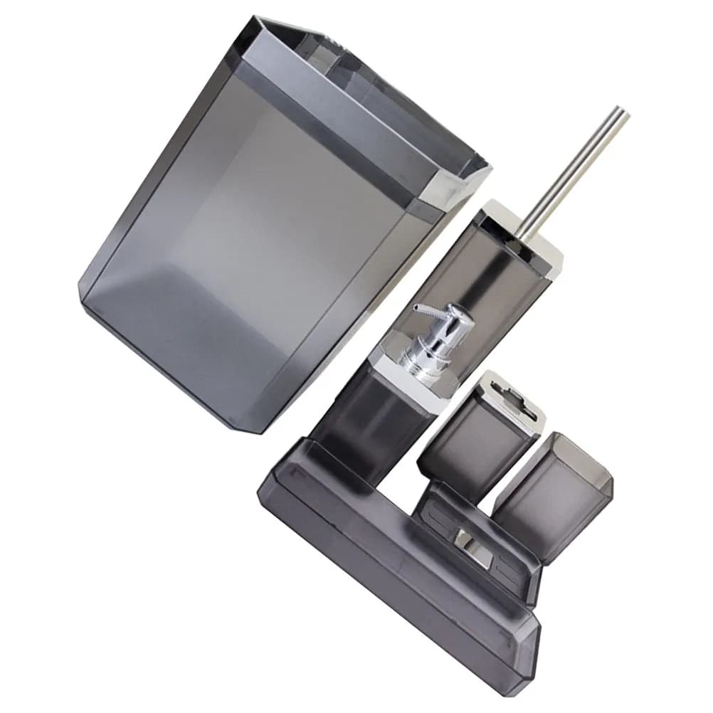 Set di Accessori per il Bagno Premium: Portaspazzolino, Portasapone, Dispenser Liquido, Cestino, Spazzola per WC