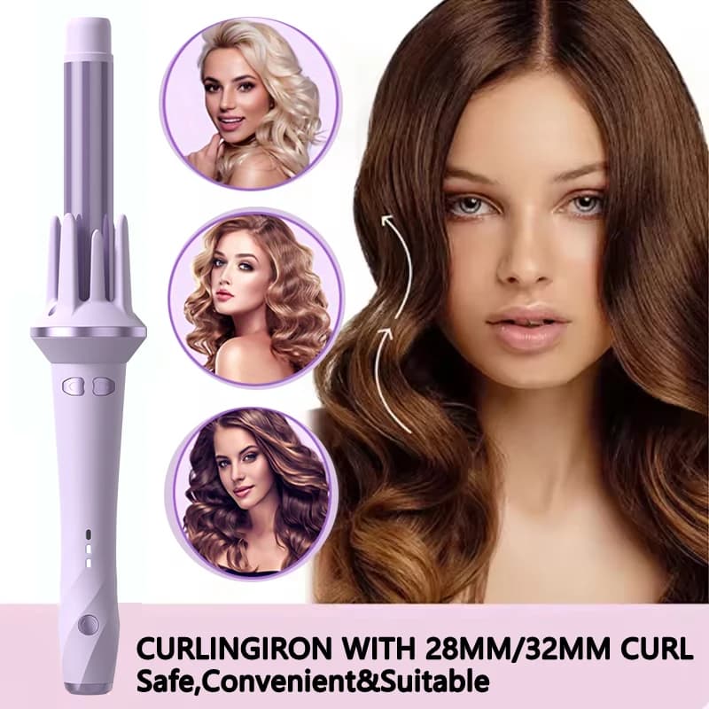Bigodino automatico per capelli 28mm 32mm Rotatura automatica Onda grande CurlingIron Temperatura regolabile Anione Riscaldamento rapido Strumento per lo styling dei capelli