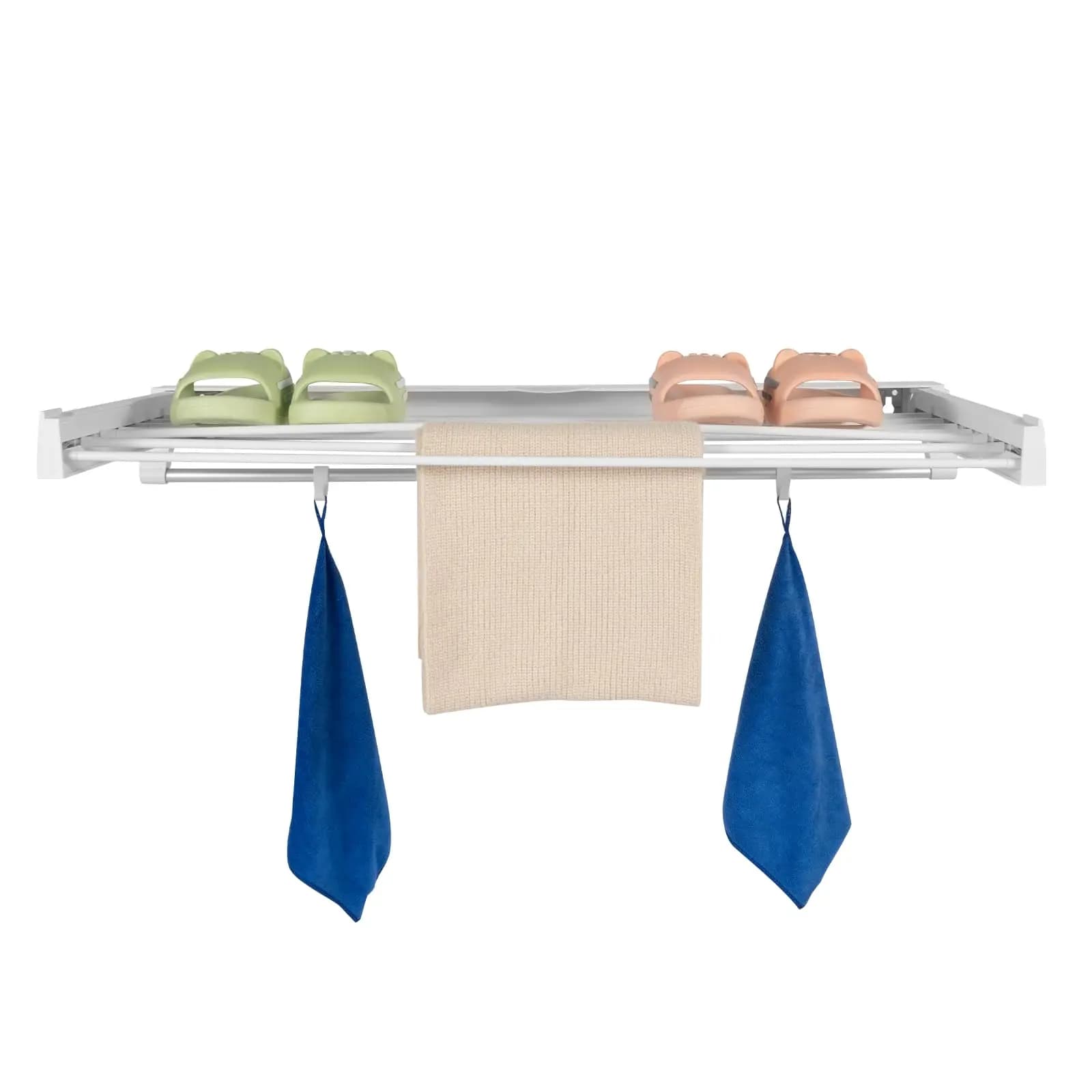 Wall Retractable Stendibiancheria Foldable Clothes hanger for towels with 7 aluminium drying rods 4 Mov