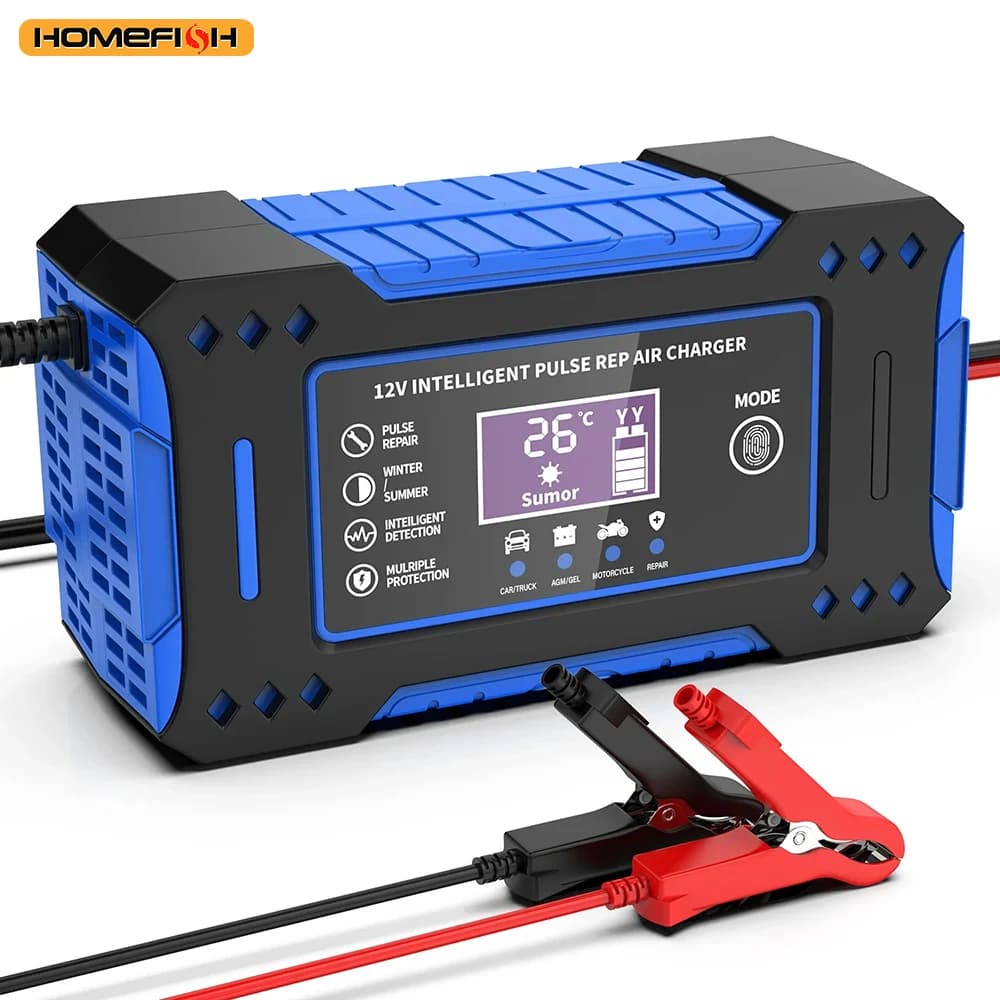 LCD Display for Battery Repair Charger for Smart Car 6A 12V Battery Charging Unit for Car and Motorcycle Lead