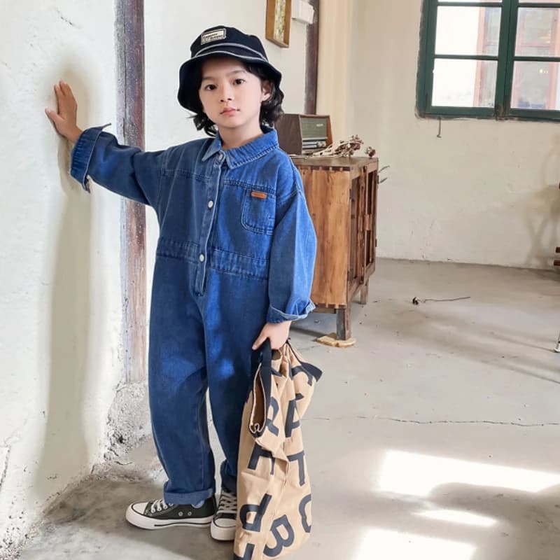 2024 Autunno Per Bambini Salopette di Jeans Per Bambini Pagliaccetto Del Bambino Dei Ragazzi Salopette Coreano Moda Ragazza Pantaloni Del Bambino di Un Pezzo Jumpduit