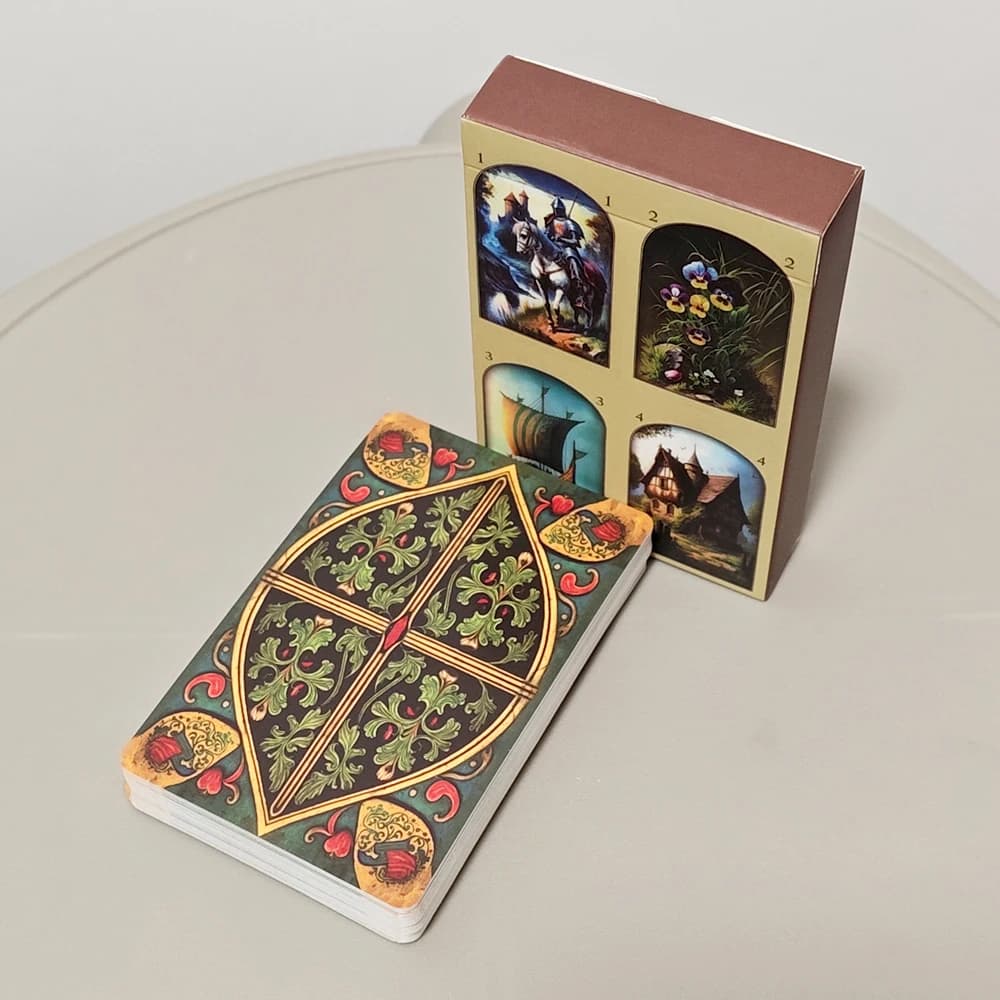 Mazzo Oracle Lenormand medievale 9 * 6 cm 36 pezzi di carte stampate su cartoncino doppio goffrato 350GSM