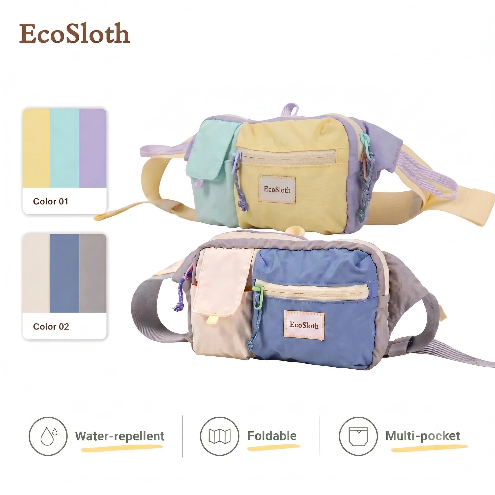 EcoSloth Marsupi per donna e uomo, borsa da cintura, resistente all'acqua e con tasche multiple, per corsa all'aperto, borsa a tracolla