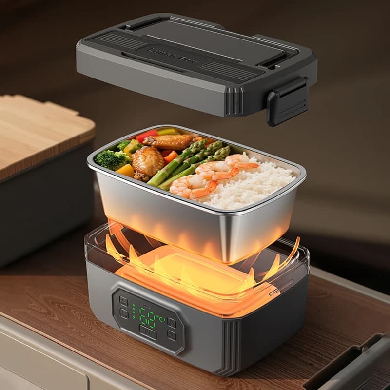 Scaldavivande Elettrico Portatile USB da 1.6L, Contenitore Termico per Campeggio, Scaldavivande Ricaricabile Senza Fili, Cuociriso Portatile