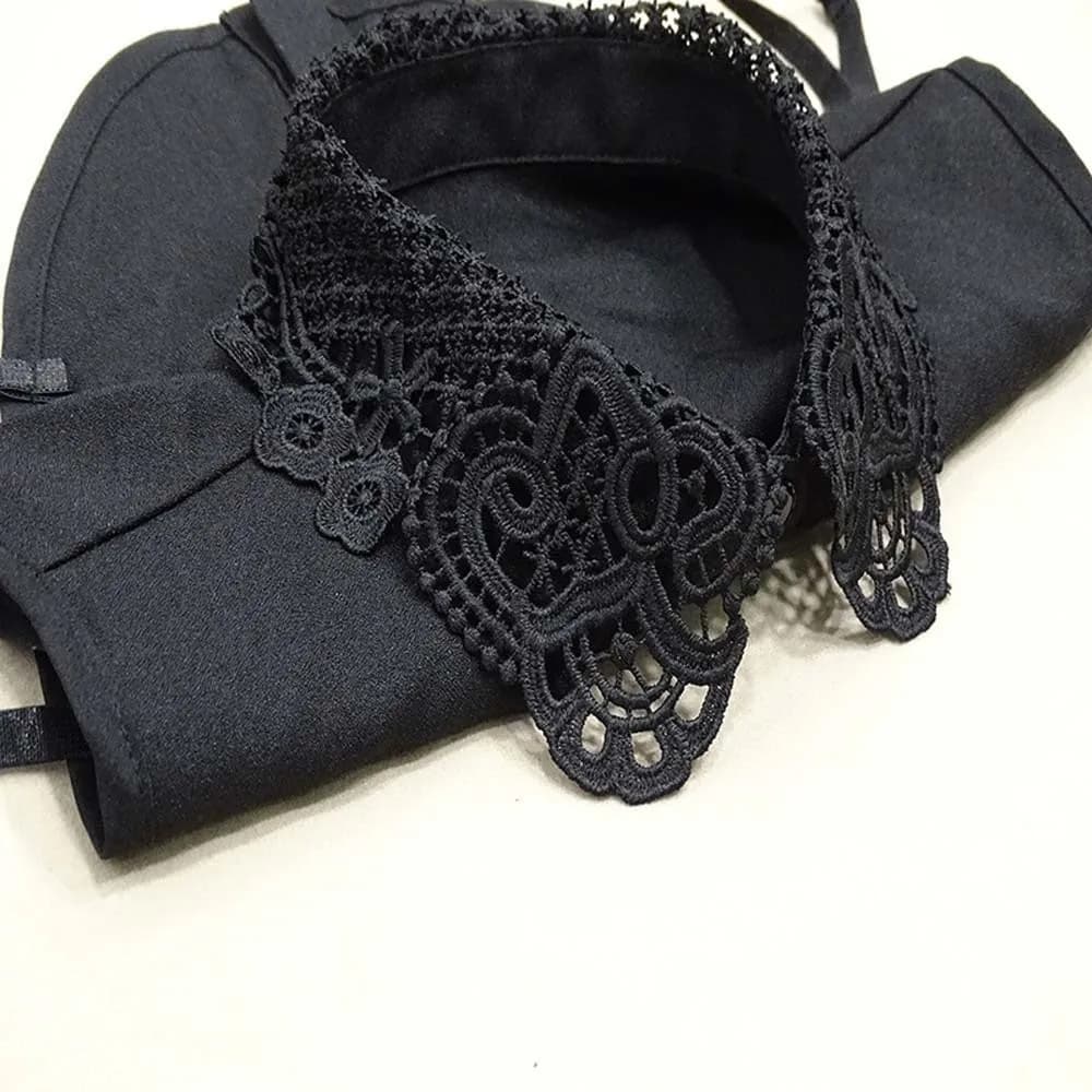 Colletto finto in pizzo bianco, scialle elegante nero, cravatta frontale staccabile, camicetta vintage finta a due pezzi, colletto finto per spalle, per ragazze