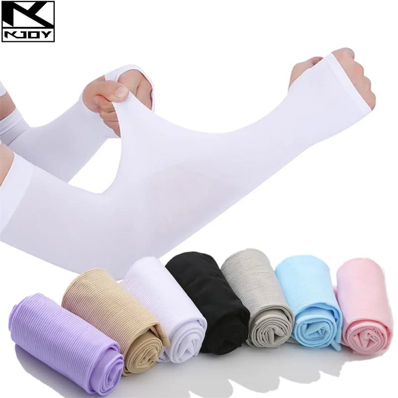 kkjoy Ice silk elastic gloves with sun protection, half fingers gloves, suitable for outdoor summer use