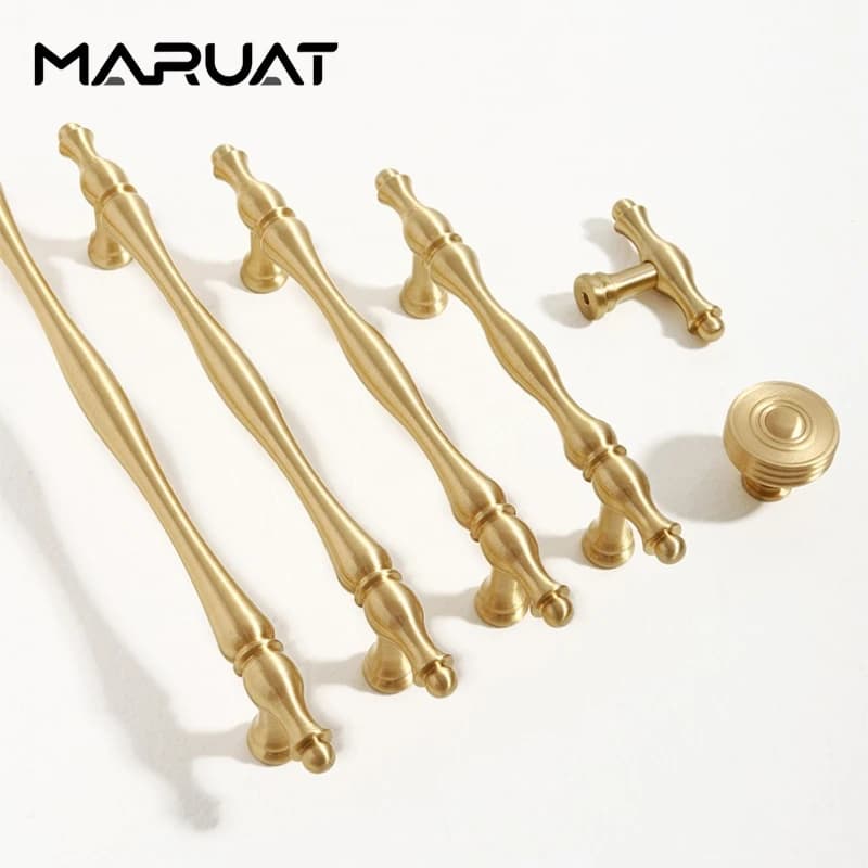 Maniglie per armadi da cucina Manopole per cassetti in ottone spazzolato massiccio Maniglie per mobili per guardaroba e cassetti Maniglie per porte per scarpiera
