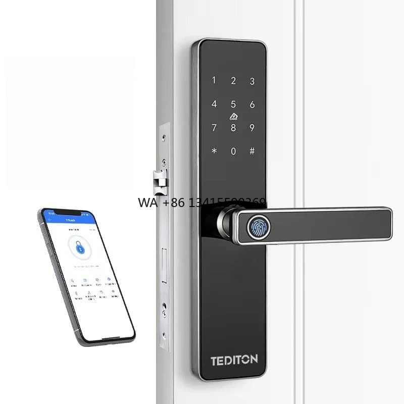 TEDITON Serure de Porte Inteligente Smart Lock per cancello Porta in legno Serratura intelligente per porta senza chiave in lega di alluminio con impronta digitale
