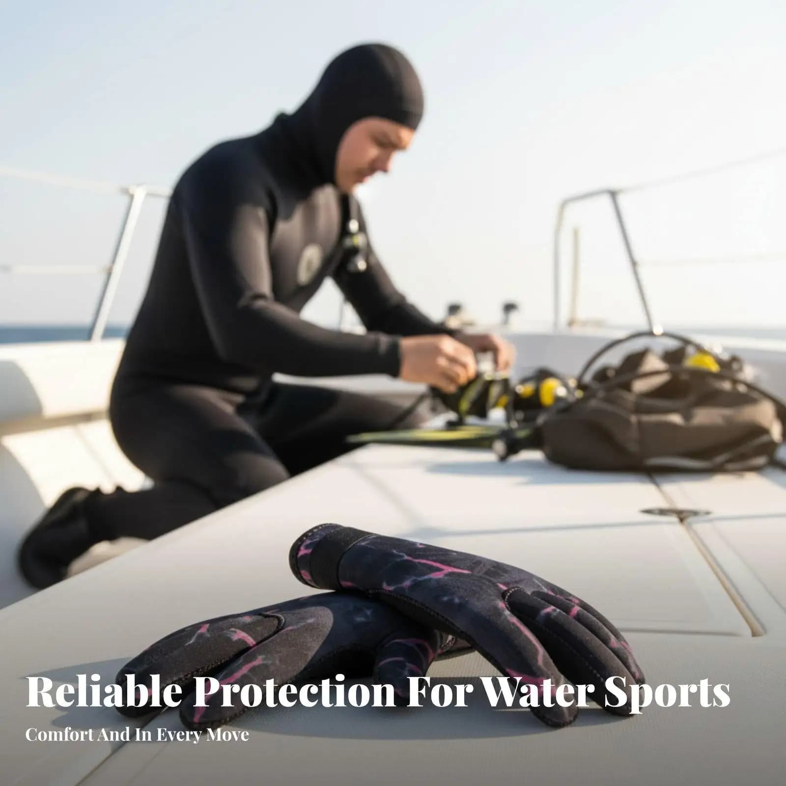 Winter Swimming Gloves 3mm Neoprene Thermal Dive Gear for Scuba Snorkel Kayak with Grip Palm for Cold Water Sports