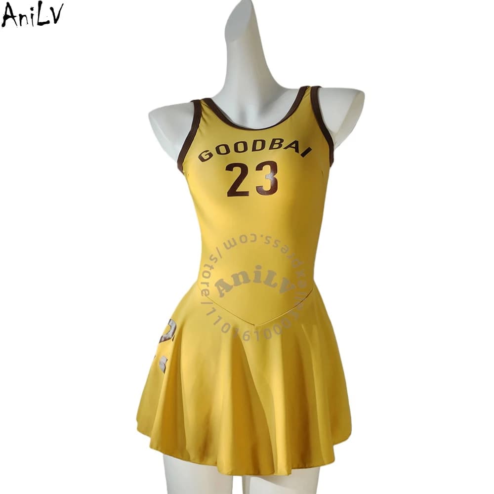 AniLV Anime Cheering Team Girl NO.23 Abito giallo Cheerleader Uniforme Beach Pallavolo Costume da bagno Costumi Cosplay