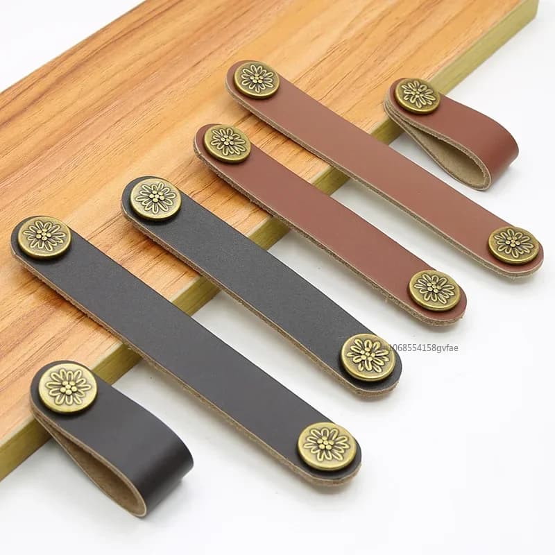 Maniglia in pelle stile nordico armadio cassetto porta tirare maniglia in vera pelle maniglie dell'armadio da cucina mobili pomello in pelle bovina