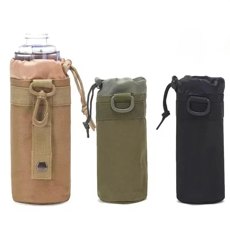 Portable Water Bottle Bag 1000D Nylon Tactical Pouch Adjustable Drawstring Hydration Carrier for Outdoor Activities