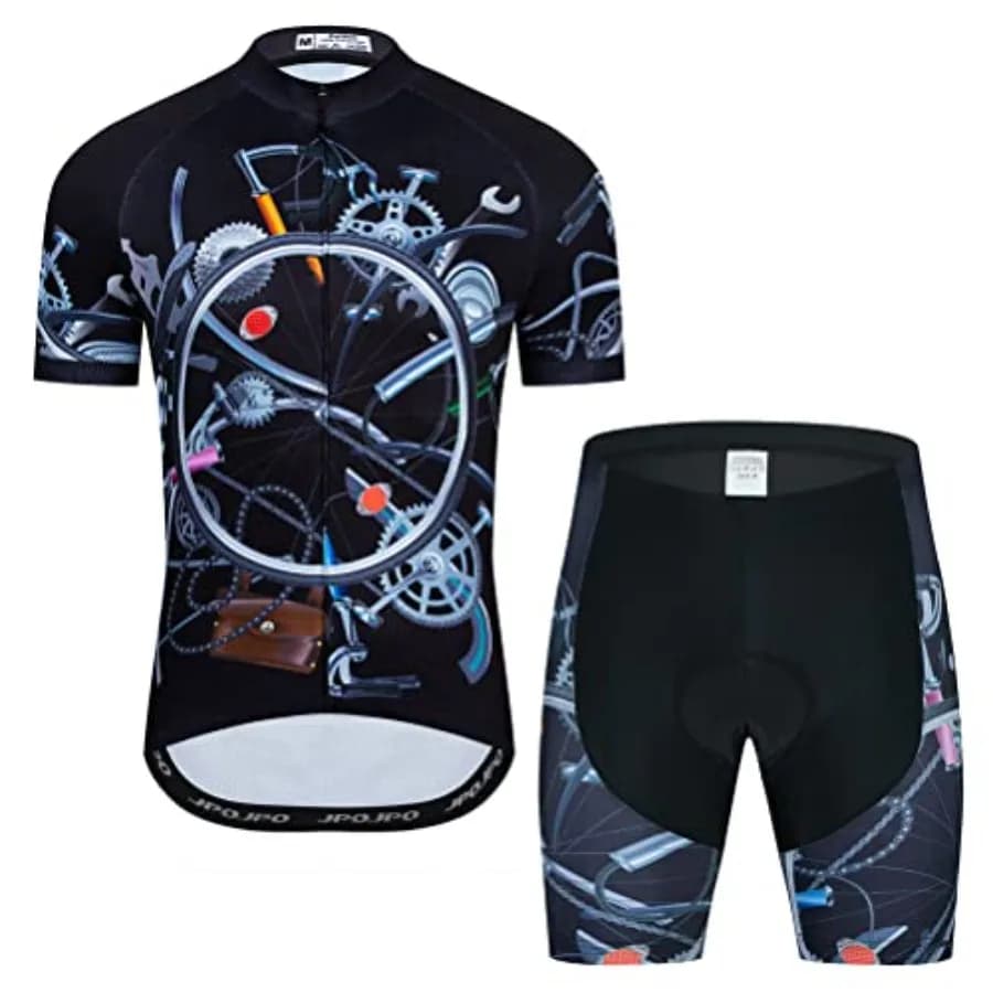 Set da Ciclismo per Uomo: Maglia a Maniche Corte e Pantaloncini Imbottiti con Cuscinetto 3D, Completo da Bici