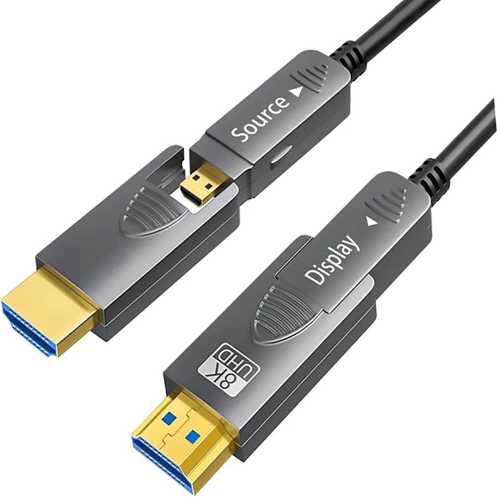 Cavo HDMI 2.1 in fibra ottica 8K 50m cavo HD 8K staccabile eARC, 48gbps, 8K @ 60Hz, 4K @ 120Hz con doppio Micro HDMI per RTX 3080/3090