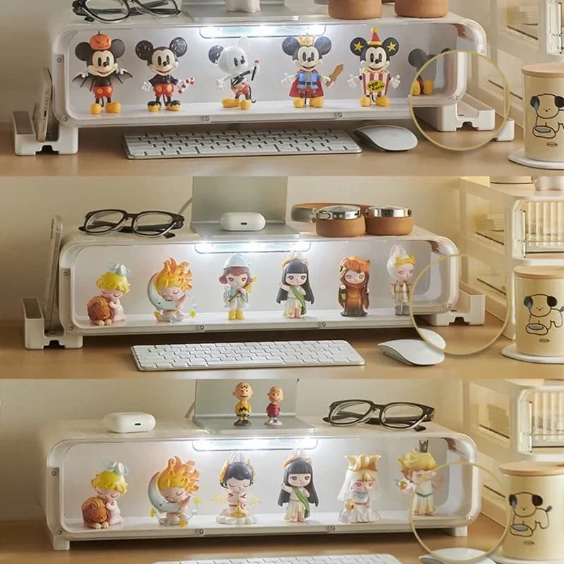 Transparent table monitor holder with display - Organize office accessories Collectable blind box and mini figures standard