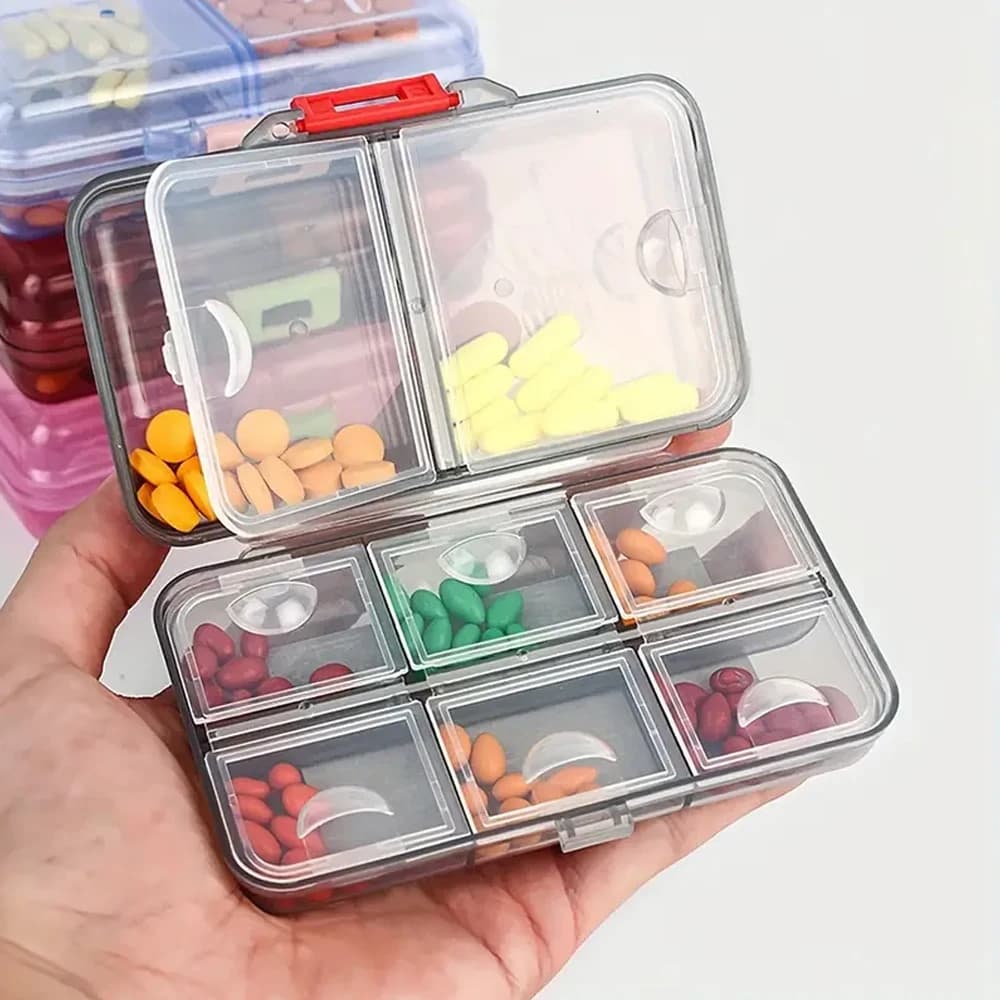 1PC Weekly Pill Organizer,7/8 Compartments Travel Daily PillCase Airtight Moistureproof Large Pill Box to Hold Vitamins,Fish Oil