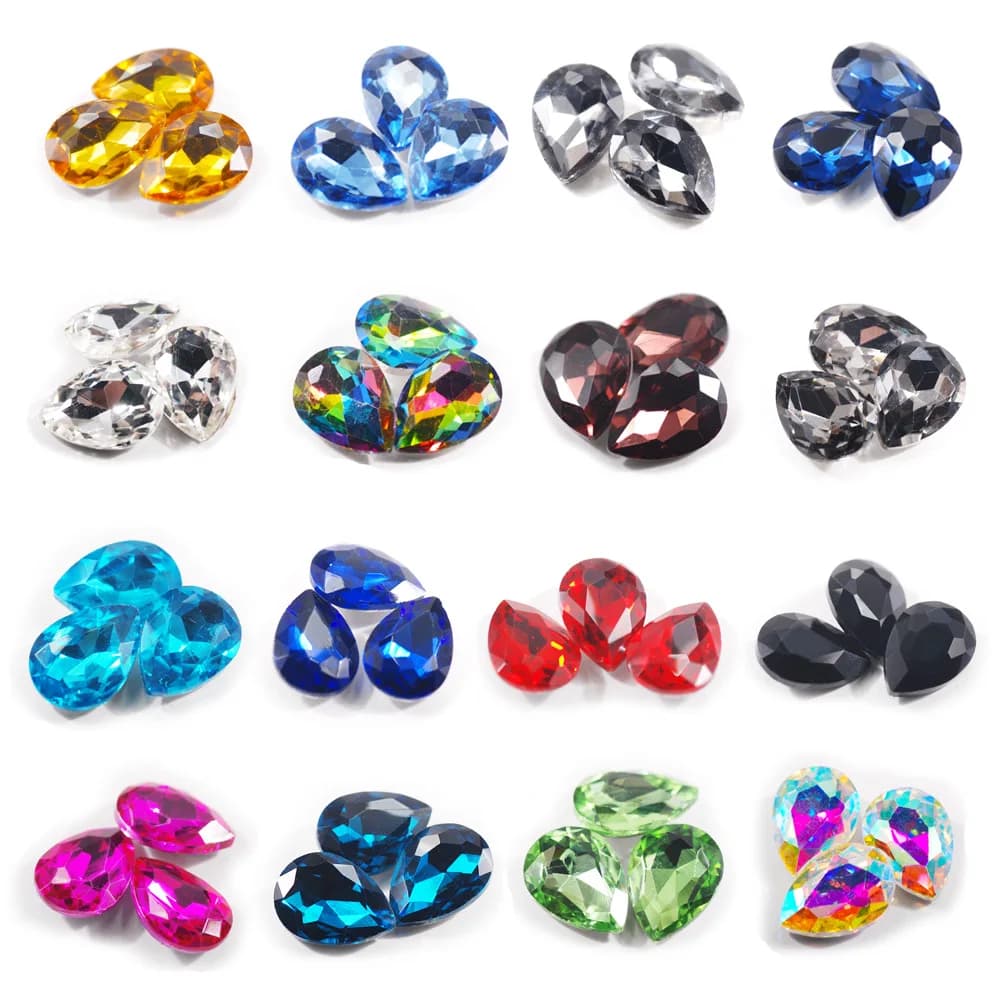 4*6/6*8mm 20 pz nail art a forma di goccia d'acqua di vetro di cristallo a punta fondo tridimensionale trapano accessori decorativi fai da te