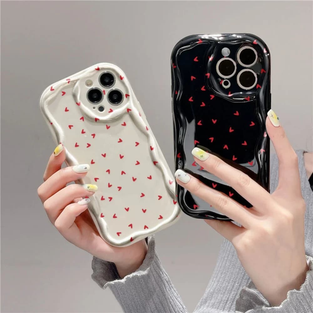 Cover Posteriore Antiscivolo Rossa con Cuore Piccolo per iPhone 17 16 15 14 13 12 11 Pro Xs Max Mini 8 7 Plus XR Air X 17e 16e