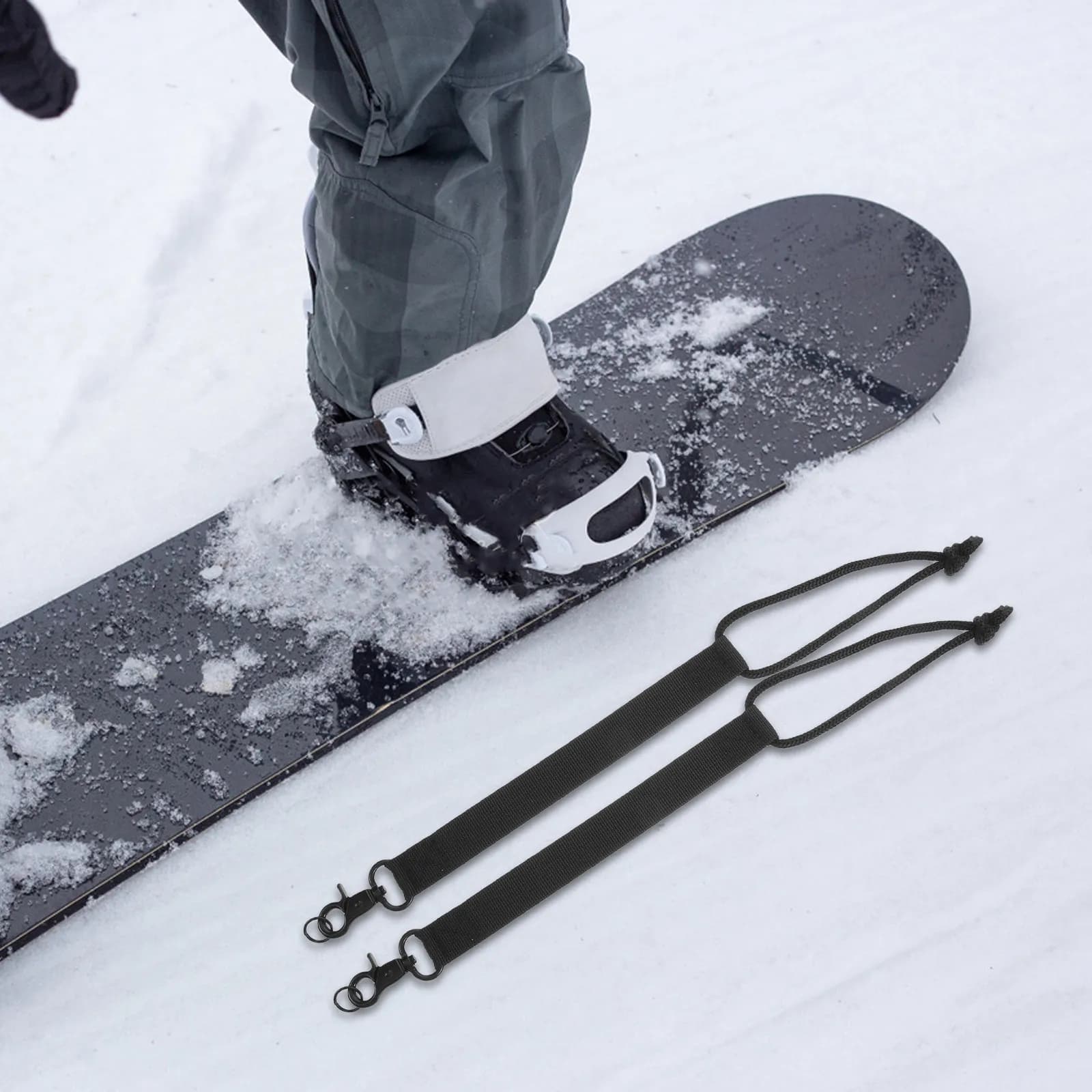 2 Pezzi Cinghia di Sicurezza per Snowboard Regolabile Nera, Cinghia per Attacco Scarponi, Accessori Sicuri per Sci, Attrezzatura per Trasporto e Conservazione, Ausilio per Attacco Scarponi da Sci