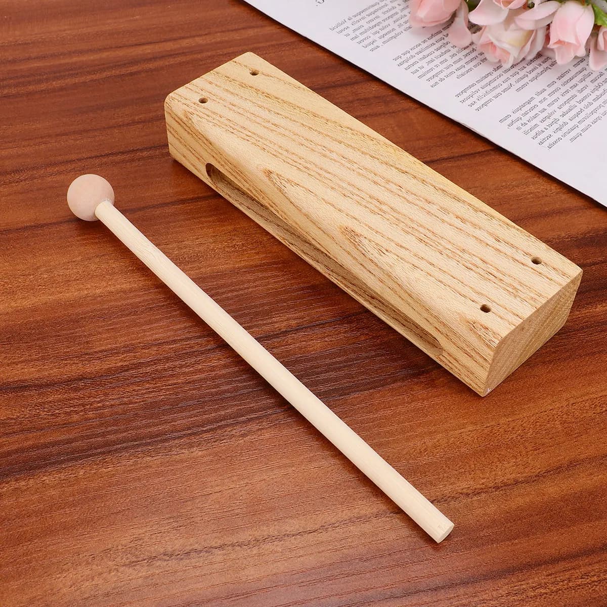 Strumento Musicale a Blocchi di Legno Massello, Design Monoblocco, Suono Forte e Penetrante, Blocco per l'Apprendimento del Ritmo con Martello