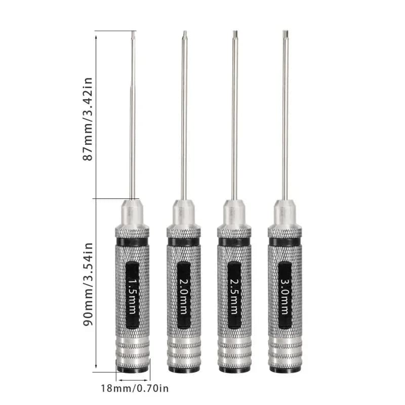 Kit di Cacciaviti Allen con Punte Temprate 1.5mm 2mm 2.5mm 3mm, Set di Chiavi Esagonali per Modelli RC, Droni, Aerei, Elicotteri, Auto