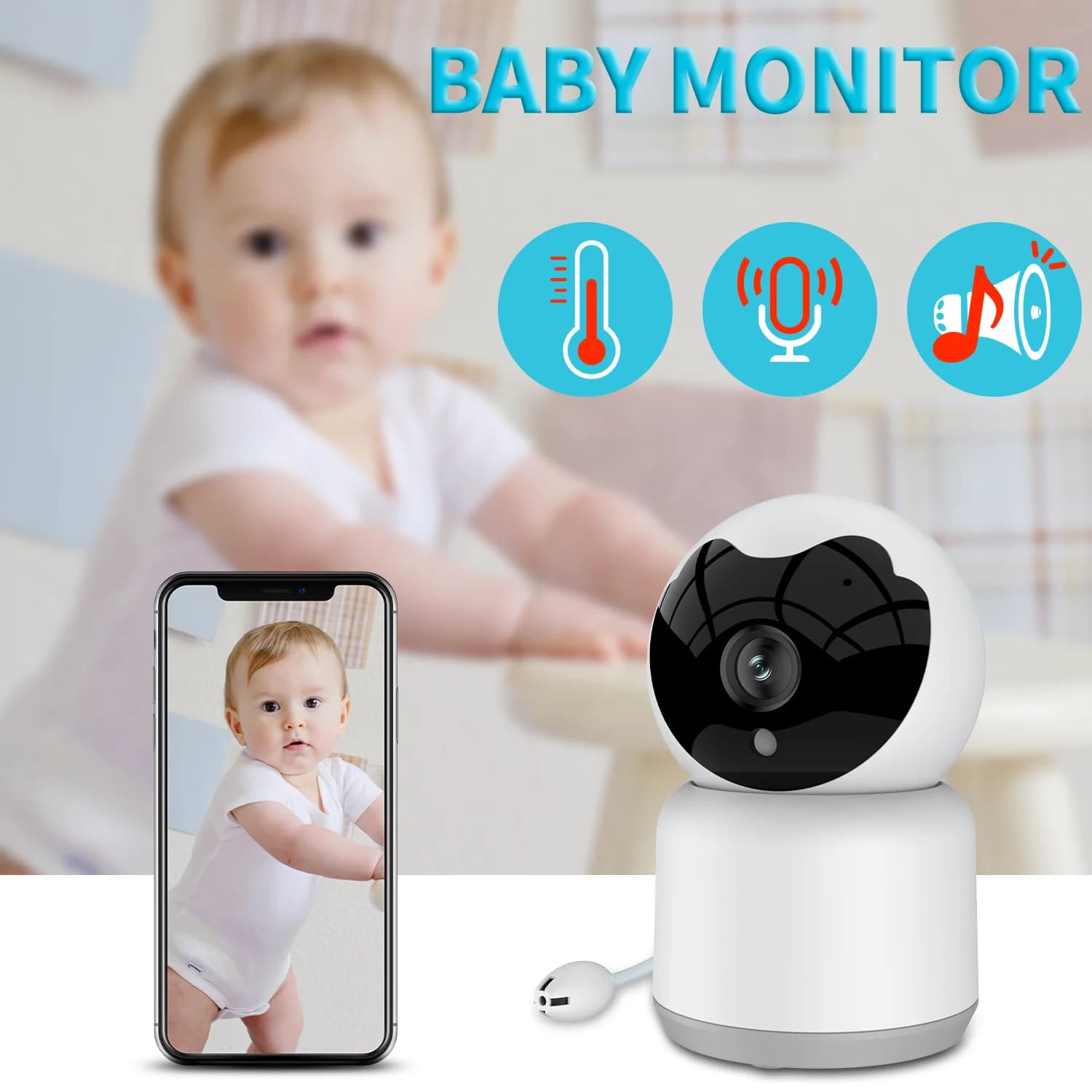 Tuya APP Remote Control 2MP 1080P WIFI IP Camera Temperature Monitoring Feeding Plan Intercom Baby Camera Nanny Cam Babysitter
