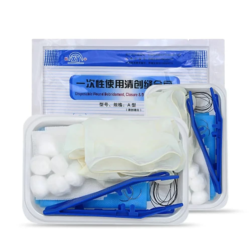 Kit di Sutura Sterile Monouso, Set di Strumenti per Chirurgia e Pronto Soccorso, per Cura delle Ferite, Debridamento, Chiusura e Cambio Medicazioni in Emergenza