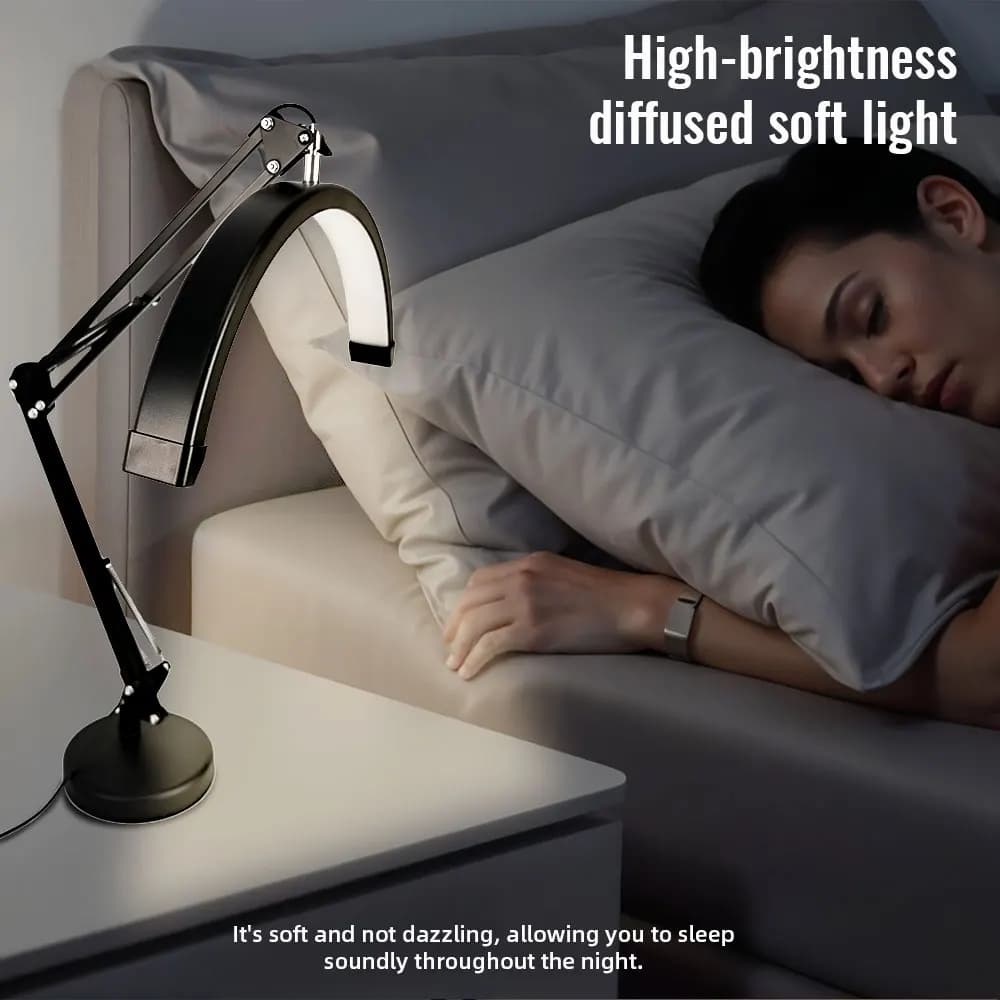 Lampada da scrivania portatile a LED a forma di mezzaluna con spina EU/US, adatta per studi di trucco, saloni e decorazioni d'arredamento.