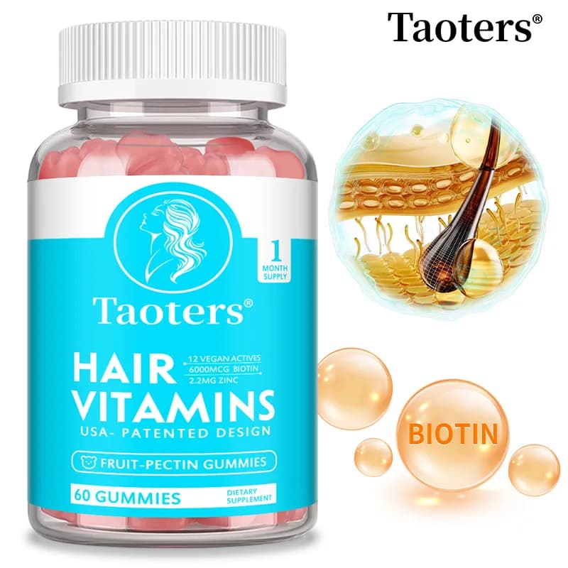 Biotin and collagen rubbers - 6000 mcg, promotes hair growth, strengthens skin and nails - Suitable for both men and women
