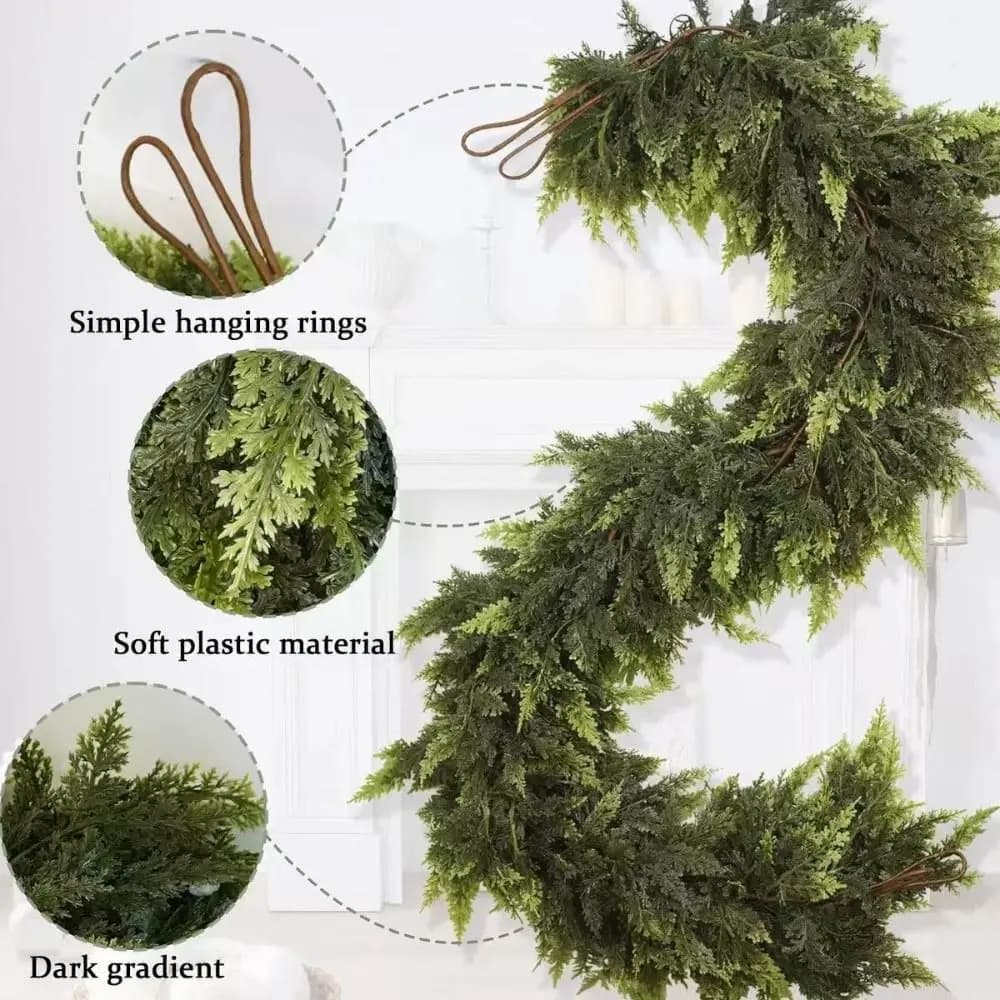 1.8/2.7m Ghirlande di pino Norfolk artificiale Appeso a parete Ghirlanda di pino verde di Natale Morbido PE pianta di simulazione Forniture per feste