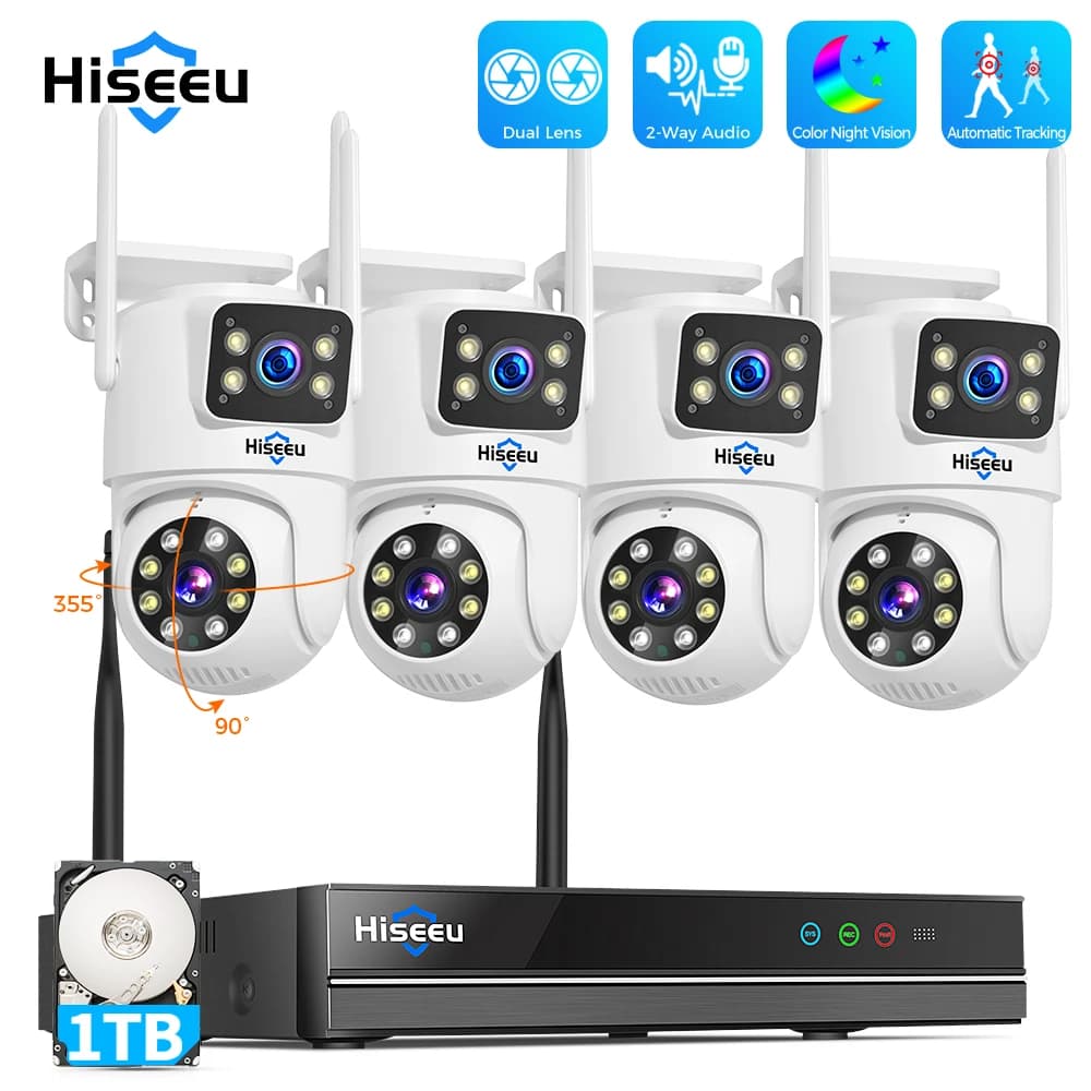 Hiseeu 6MP WiFi Security system kit for double lens camera IP 3K cameras with NVR 16CH set CCTV P2P system