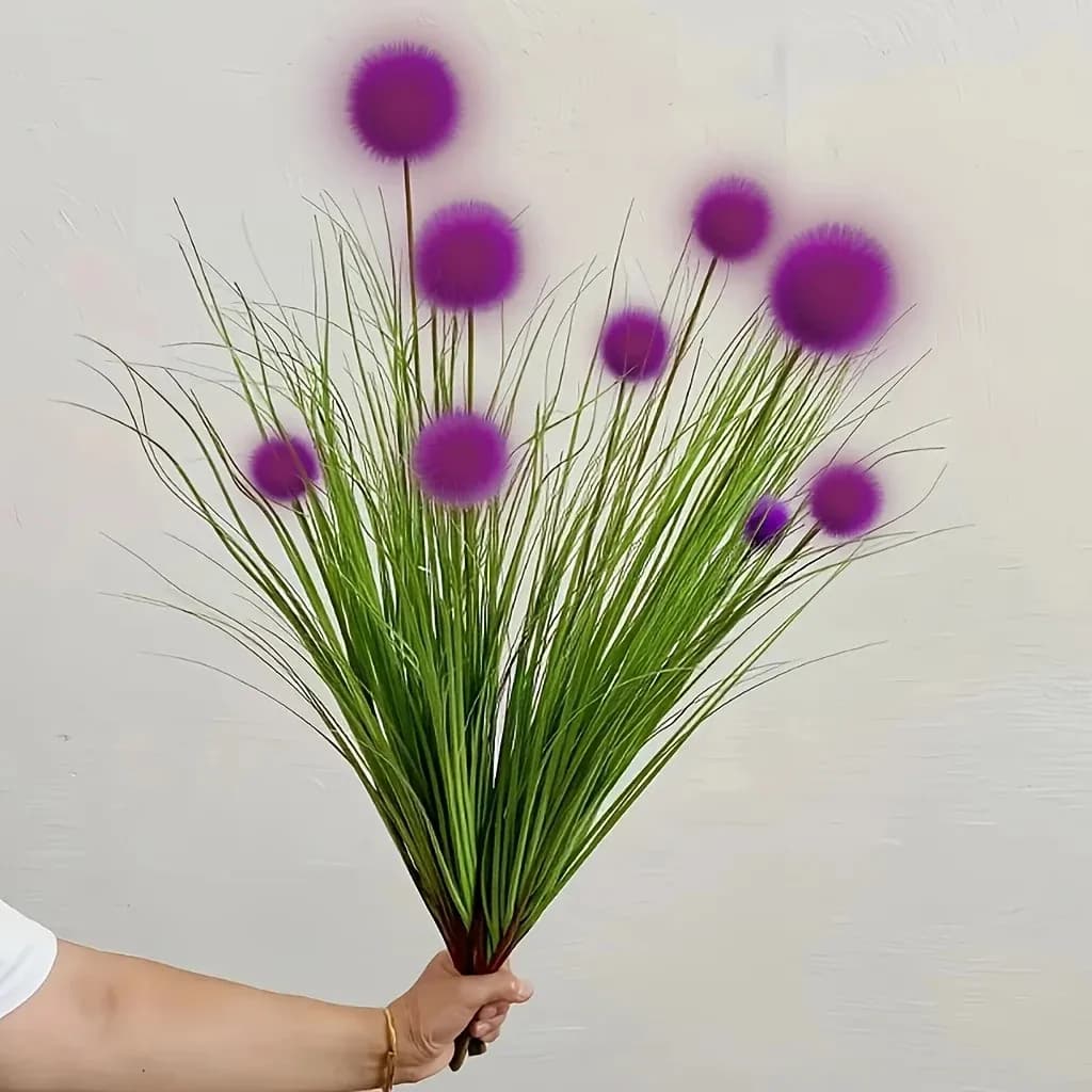6/12pc Purple Bulb Artificial Tall Grass Plants Halloween Oktoberfest Living Rooms Bedrooms Balconies Patios Artificial Flower